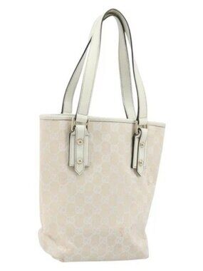 GUCCI GG Canvas Tote Bag Outlet Gold White 257250 Auth am10958
